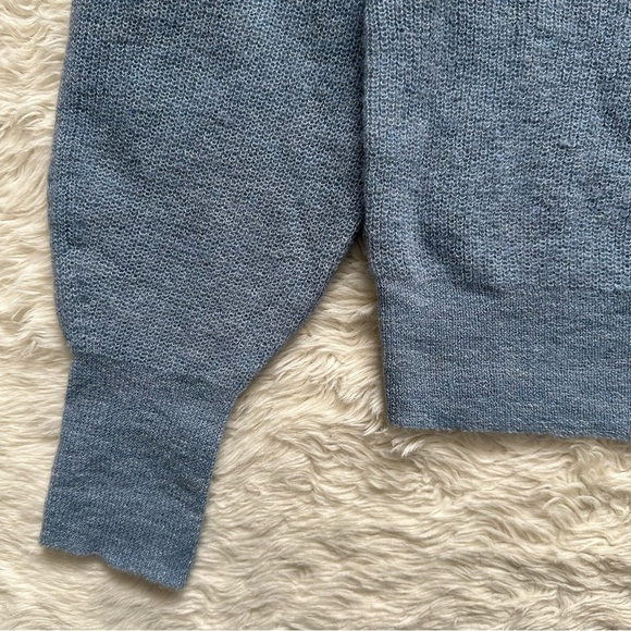 Madewell Sweater Alpaca-Blend Deep V-Neck Long Sleeve Hthr Blue Jeans M - Picture 7 of 12